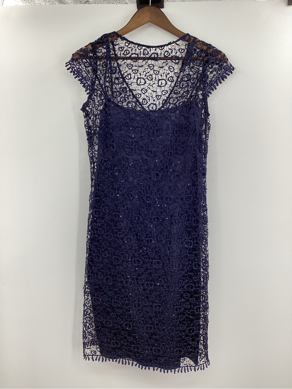 Cachet Navy Crochet Lace Dress